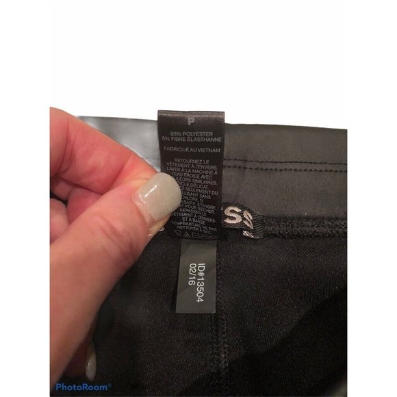 Express Womens Faux Leather Leggings Black Mid Rise Stretch Elastic Waist S - Picture 5 of 9